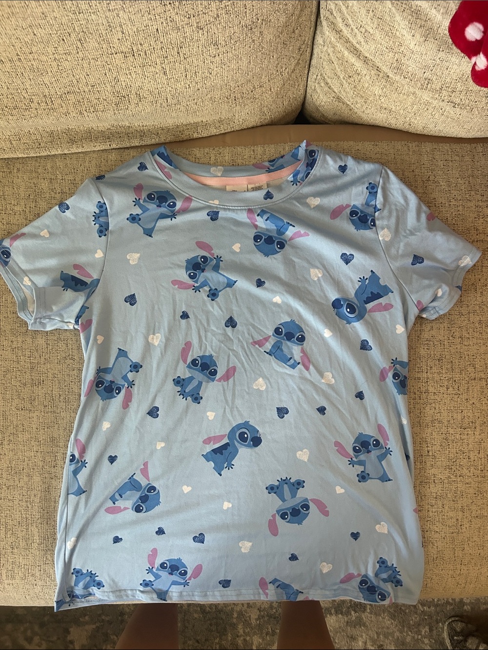 Disney Light Blue Stitch Print Pajama Top